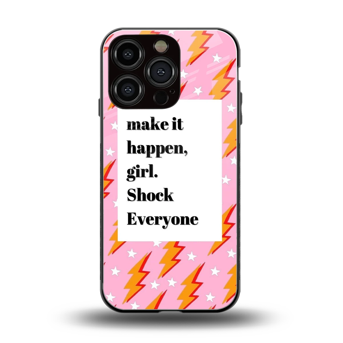 Shock Everyone back phone cover | glass case for iphone 16 pro