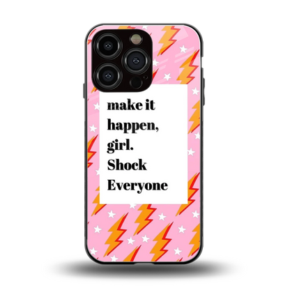 Shock Everyone back phone cover | glass case for iphone 16 pro