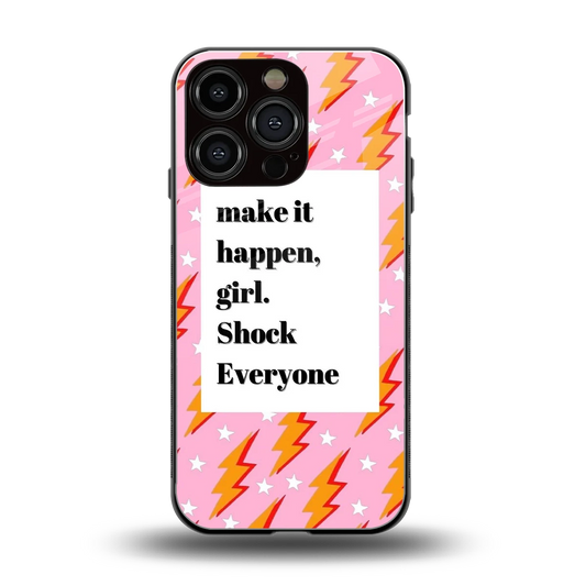 Shock Everyone back phone cover | glass case for iphone 16 pro