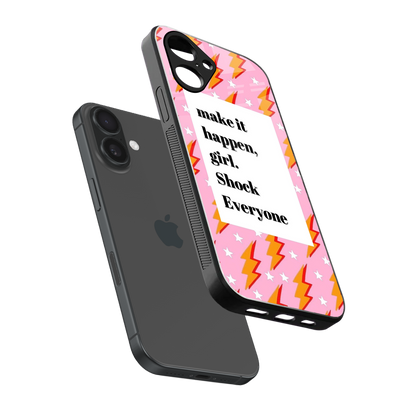 Shock Everyone sleek iPhone 16 cover with tempered glass back and TPU edges