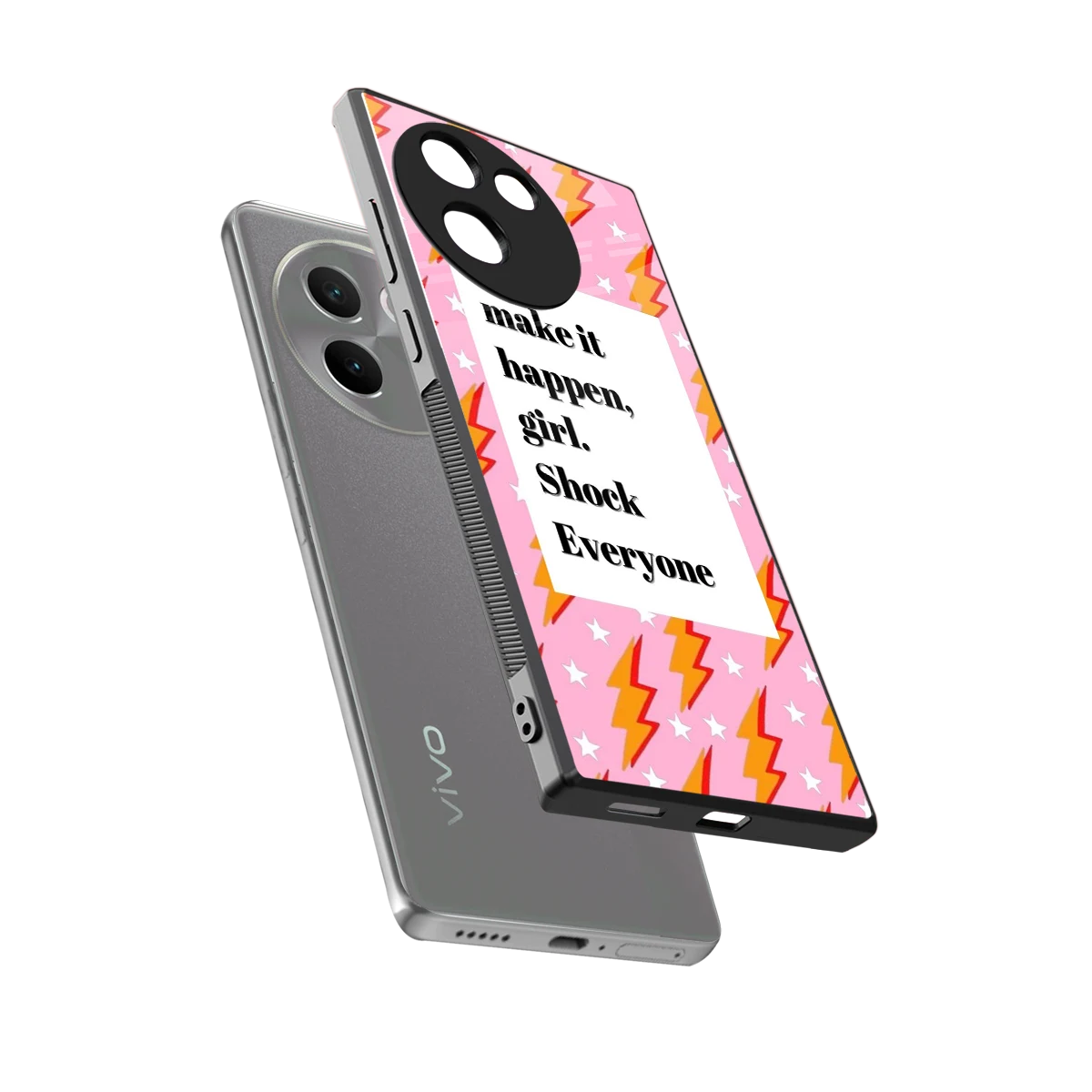 Shock Everyone sleek vivo v30e cover with tempered glass back and TPU edges