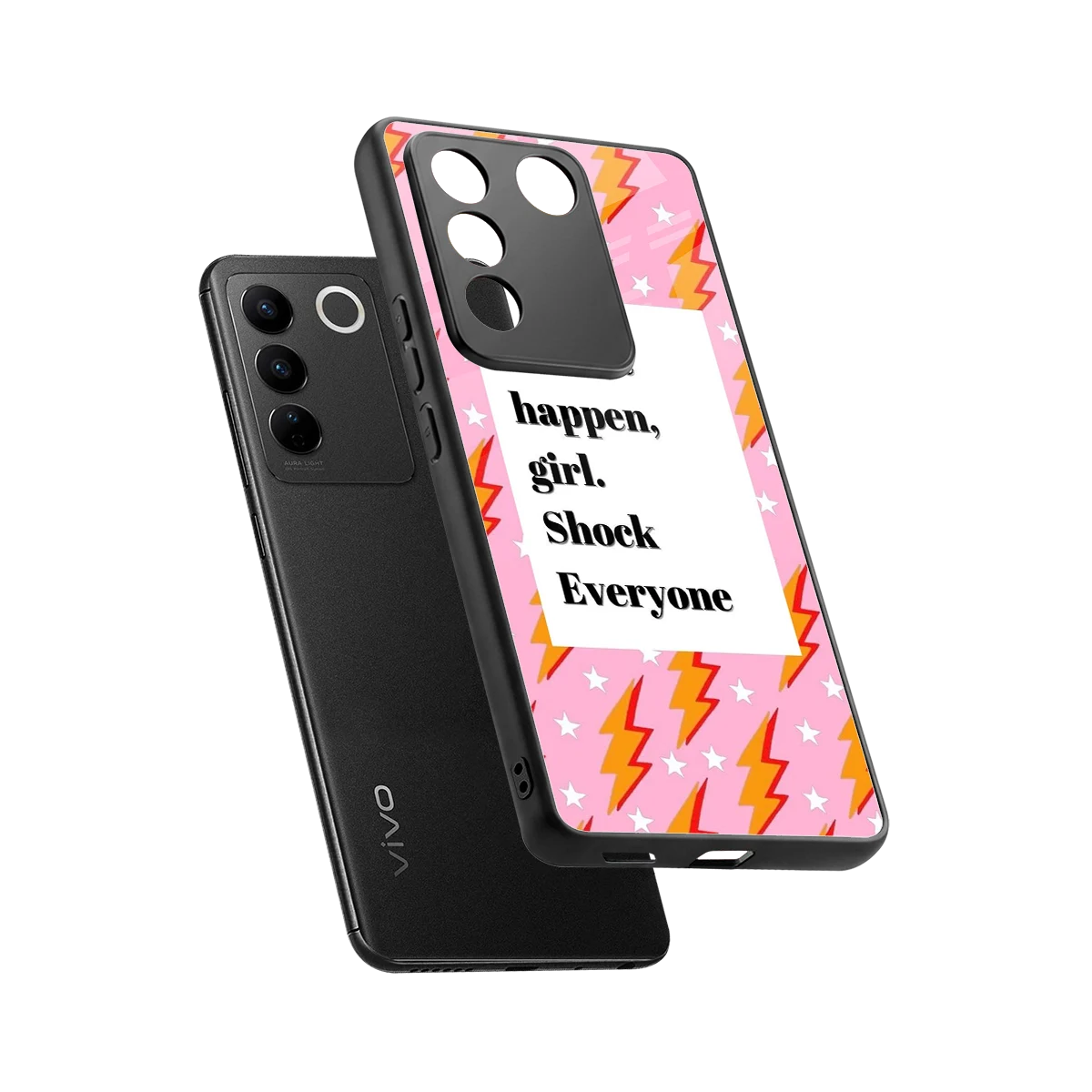 Shock Everyone sleek vivo v27 5g cover with tempered glass back and TPU edges