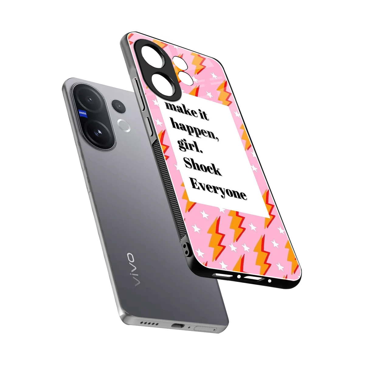Shock Everyone sleek vivo v60 cover with tempered glass back and TPU edges