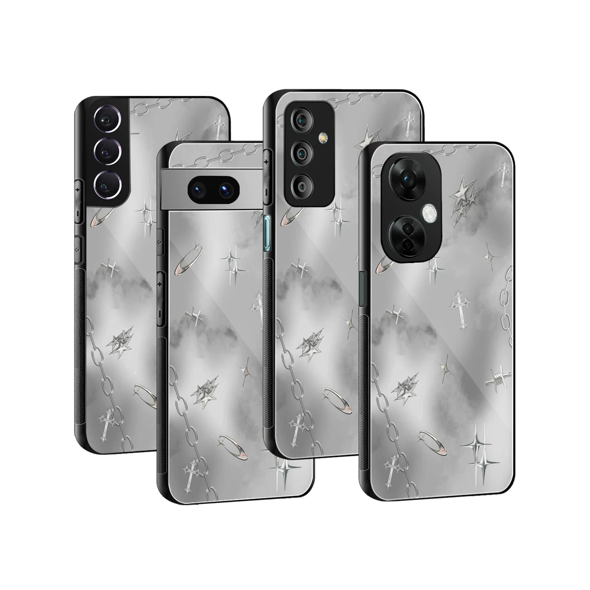 Stylish Glass Back Case for All Smartphones iPhone, Samsung, OnePlus, Pixel, Redmi, Oppo, Vivo, Motorola