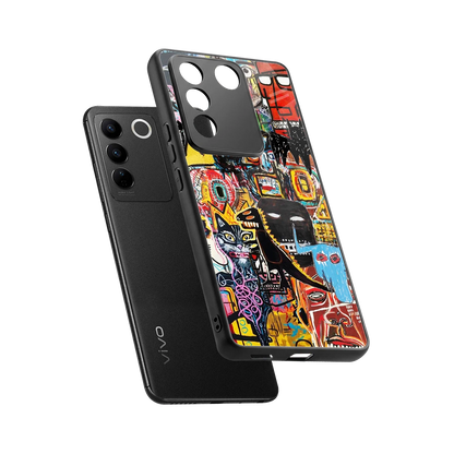 Sketch Book sleek vivo v27 5g cover with tempered glass back and TPU edges
