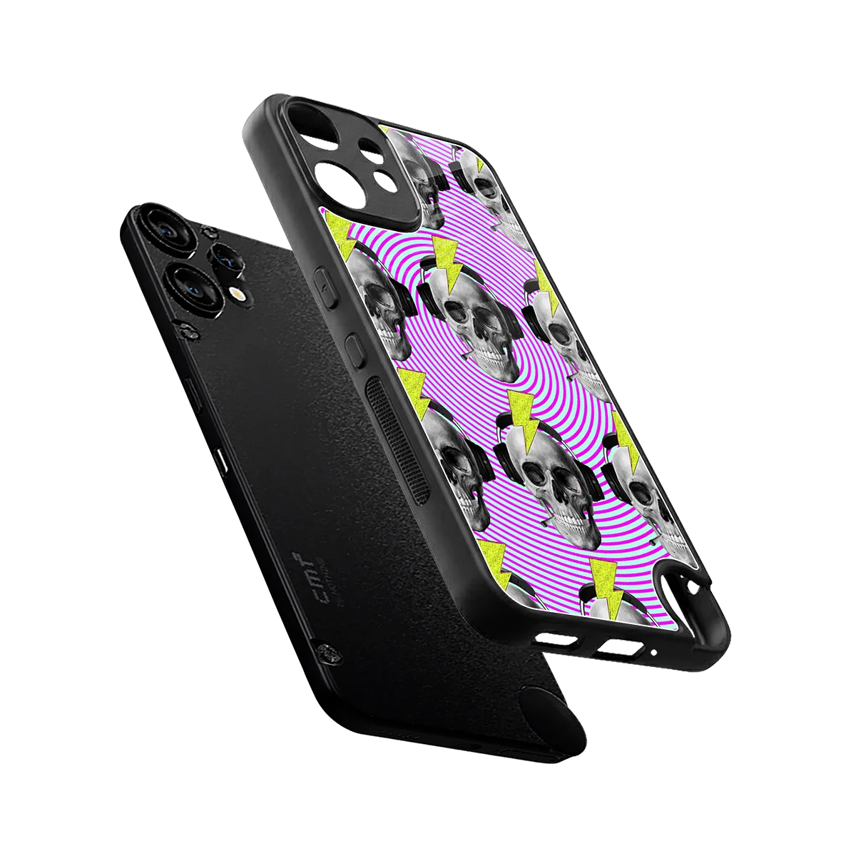 Skull Trip sleek cmf nothing phone 2 pro cover with tempered glass back and TPU edges
