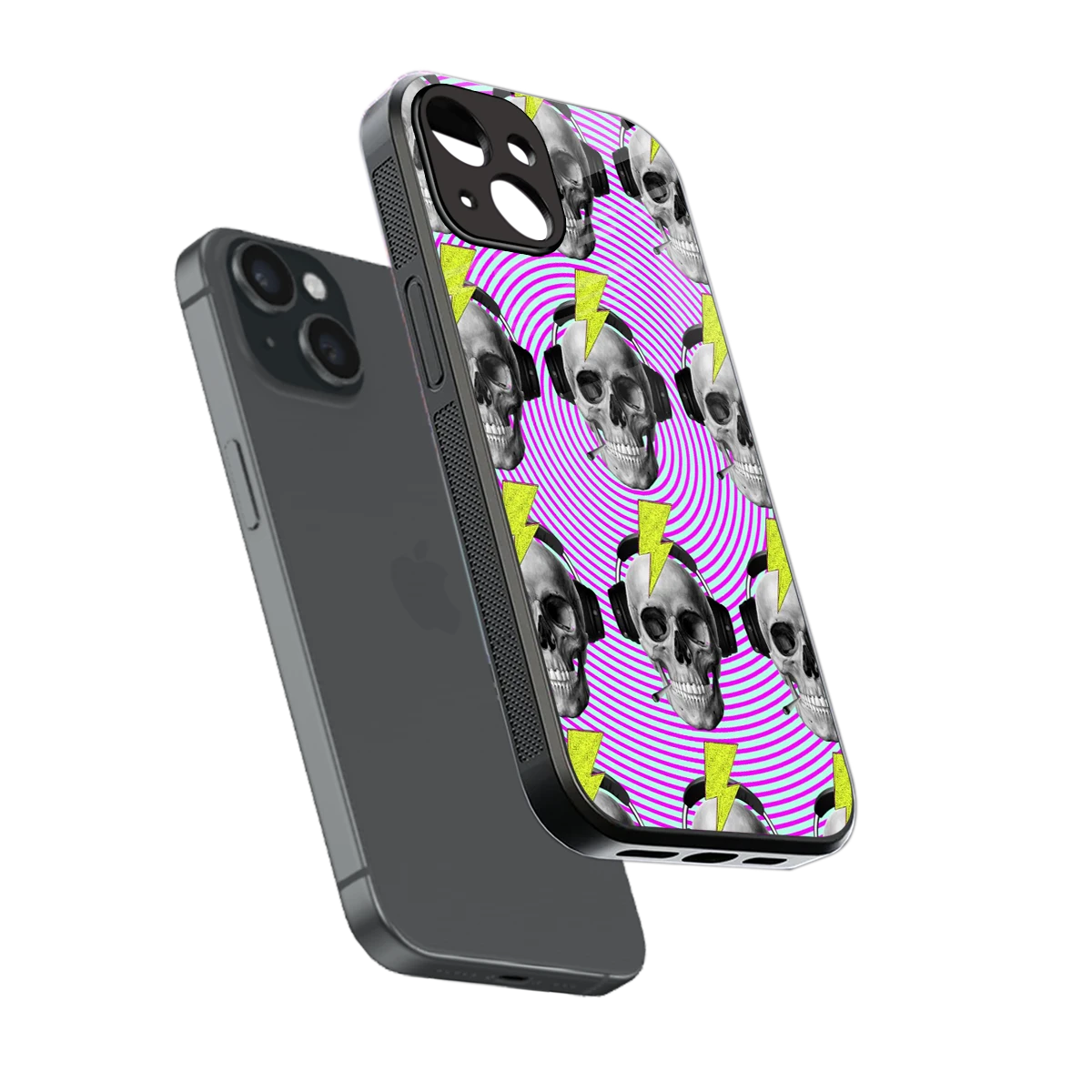 Skull Trip sleek iphone 14 cover with tempered glass back and TPU edges