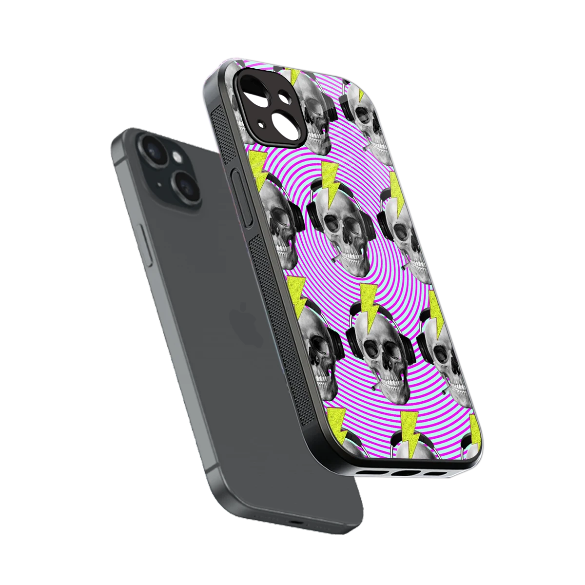 Skull Trip sleek iphone 14 plus cover with tempered glass back and TPU edges