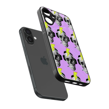 Skull Trip sleek iphone 16 plus cover with tempered glass back and TPU edges