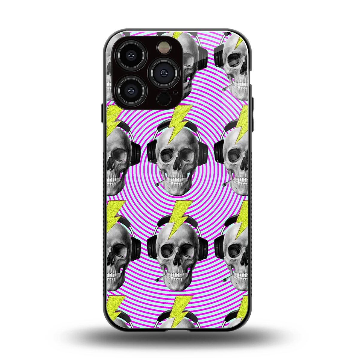 Skull Trip back phone cover | glass case for iphone 16 pro max