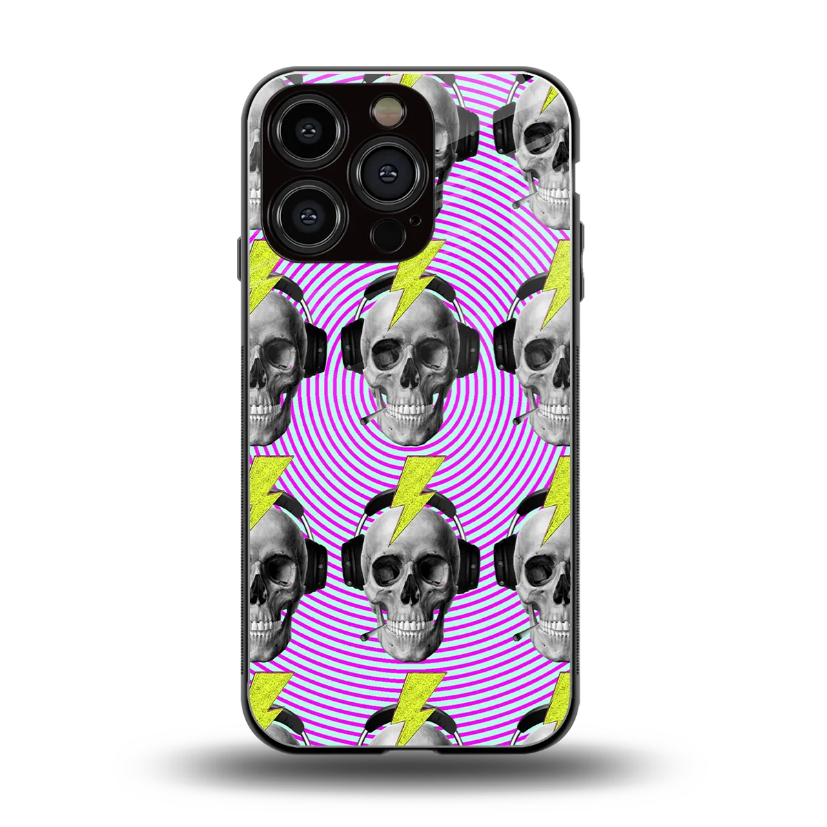 Skull Trip back phone cover | glass case for iphone 16 pro