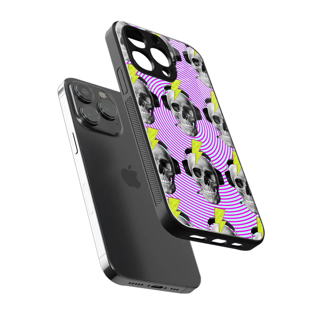 Skull Trip sleek iphone 16 pro cover with tempered glass back and TPU edges