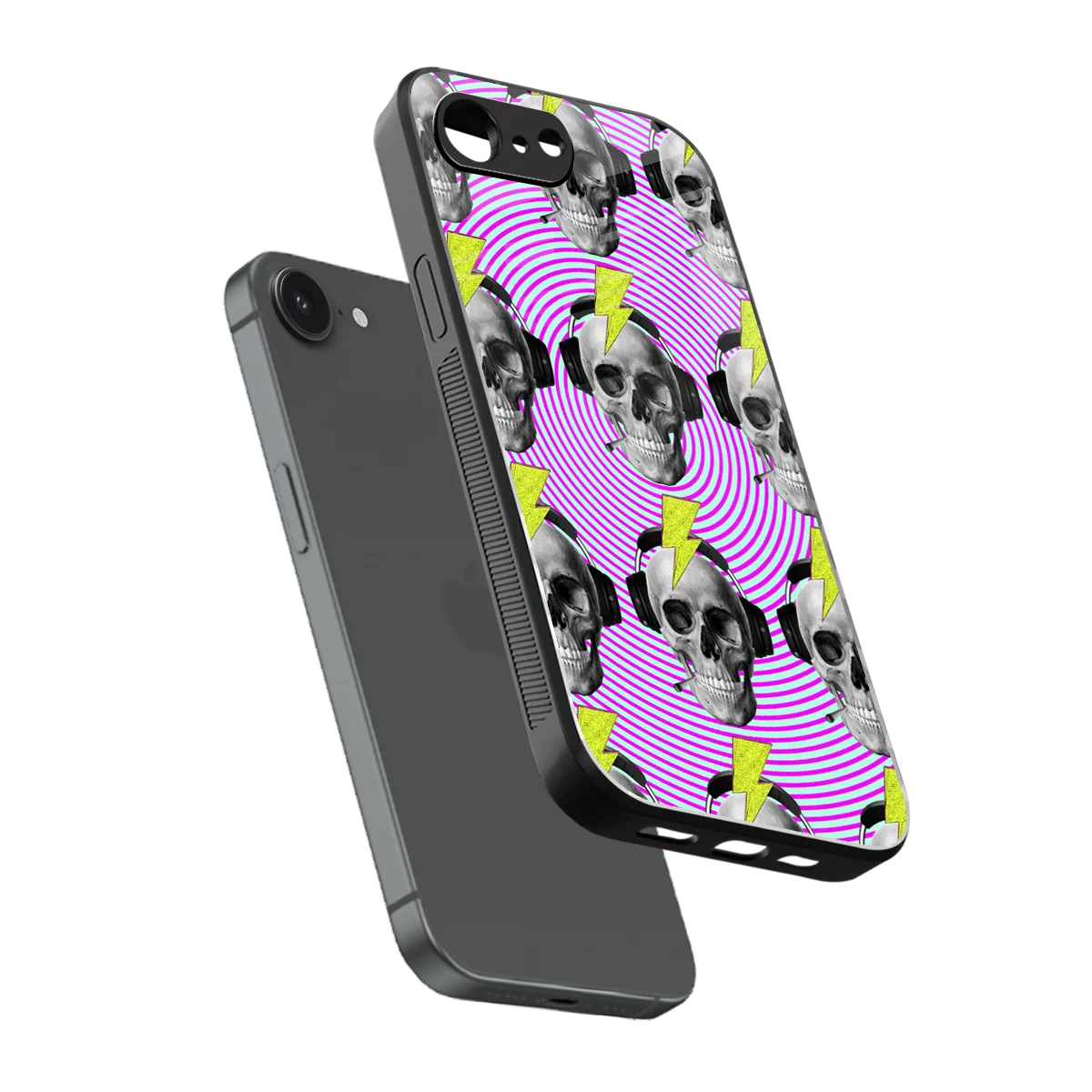 Skull Trip sleek iphone 16e cover with tempered glass back and TPU edges