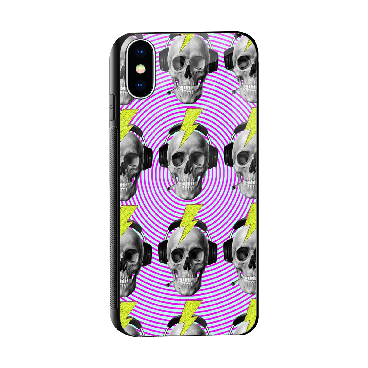 Skull Trip sleek iphone xs cover with tempered glass back and TPU edges