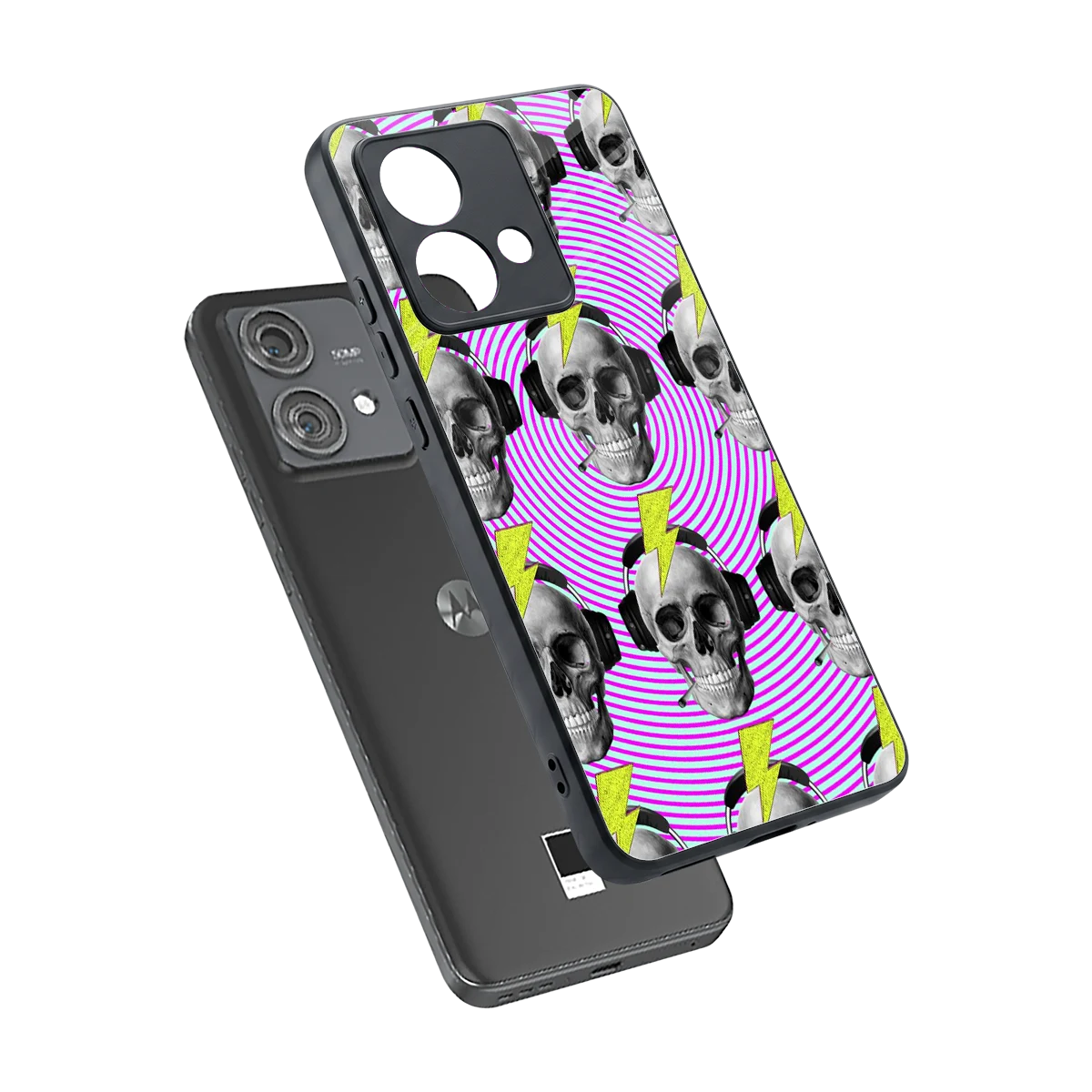 Skull Trip sleek motorola edge 40 neo 5g cover with tempered glass back and TPU edges
