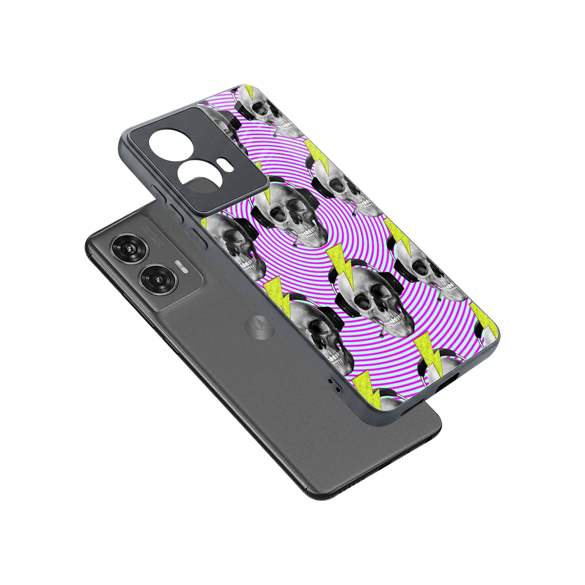 Skull Trip sleek motorola edge 50 fusion cover with tempered glass back and TPU edges