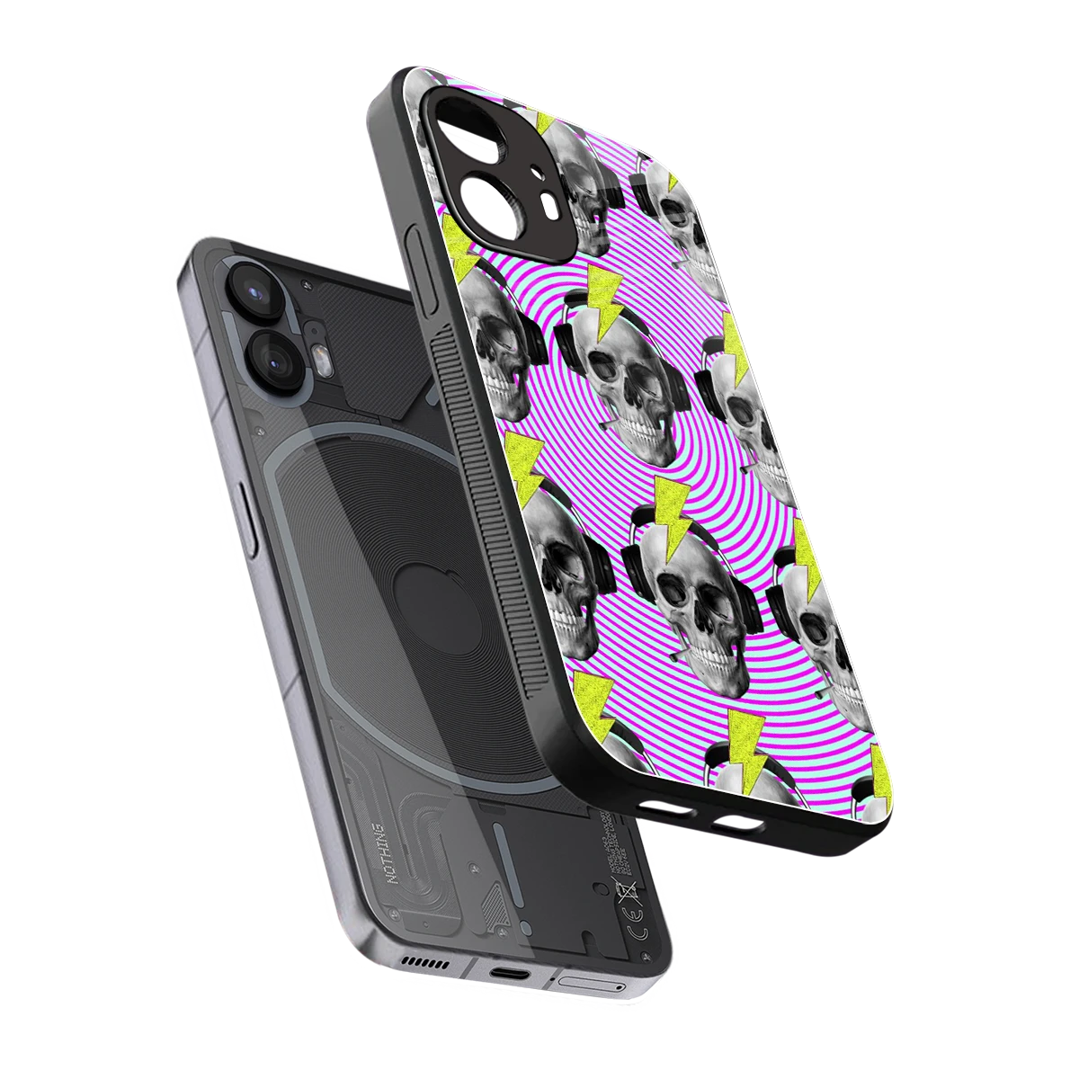 Skull Trip sleek nothing phone 2 cover with tempered glass back and TPU edges