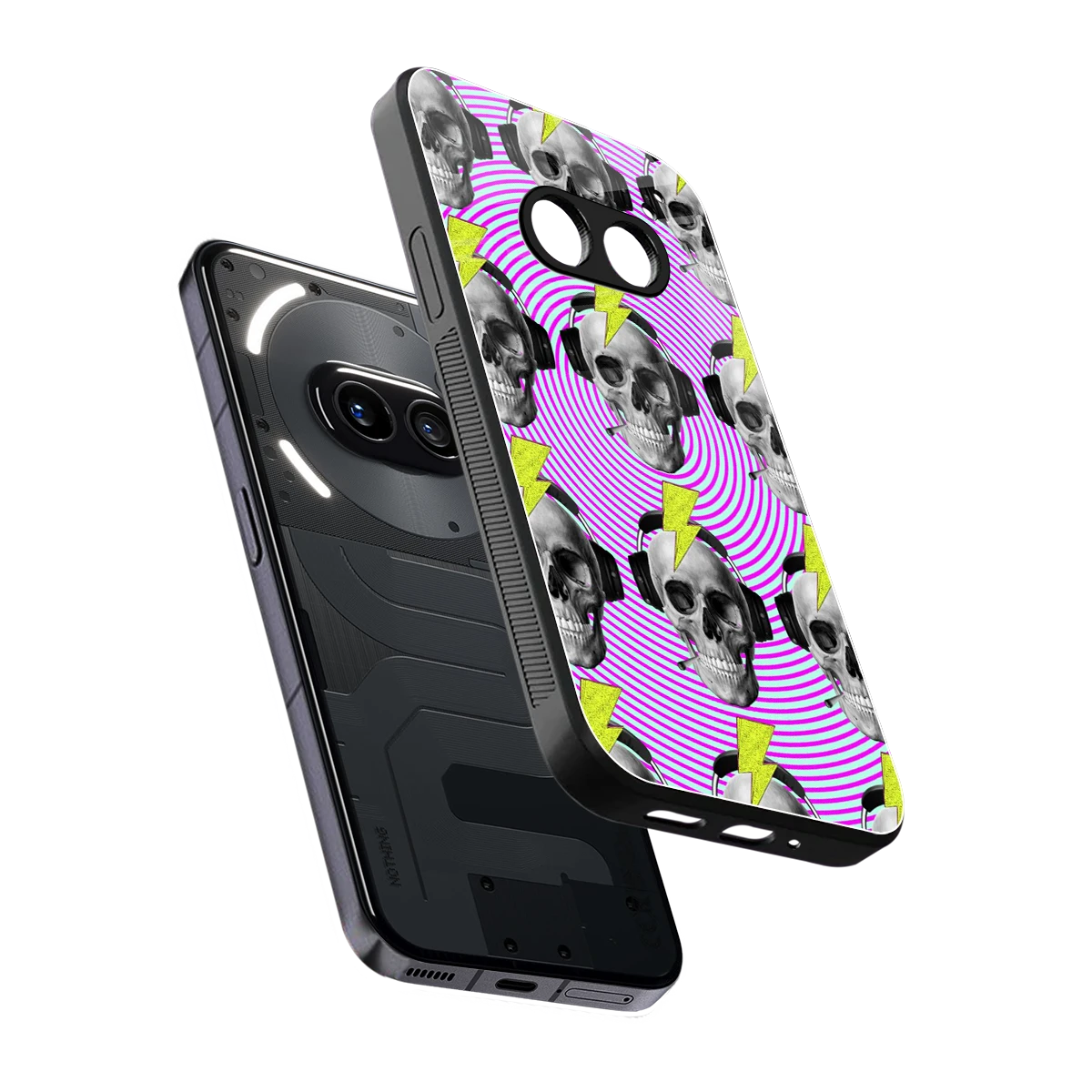 Skull Trip sleek nothing phone 2a plus cover with tempered glass back and TPU edges