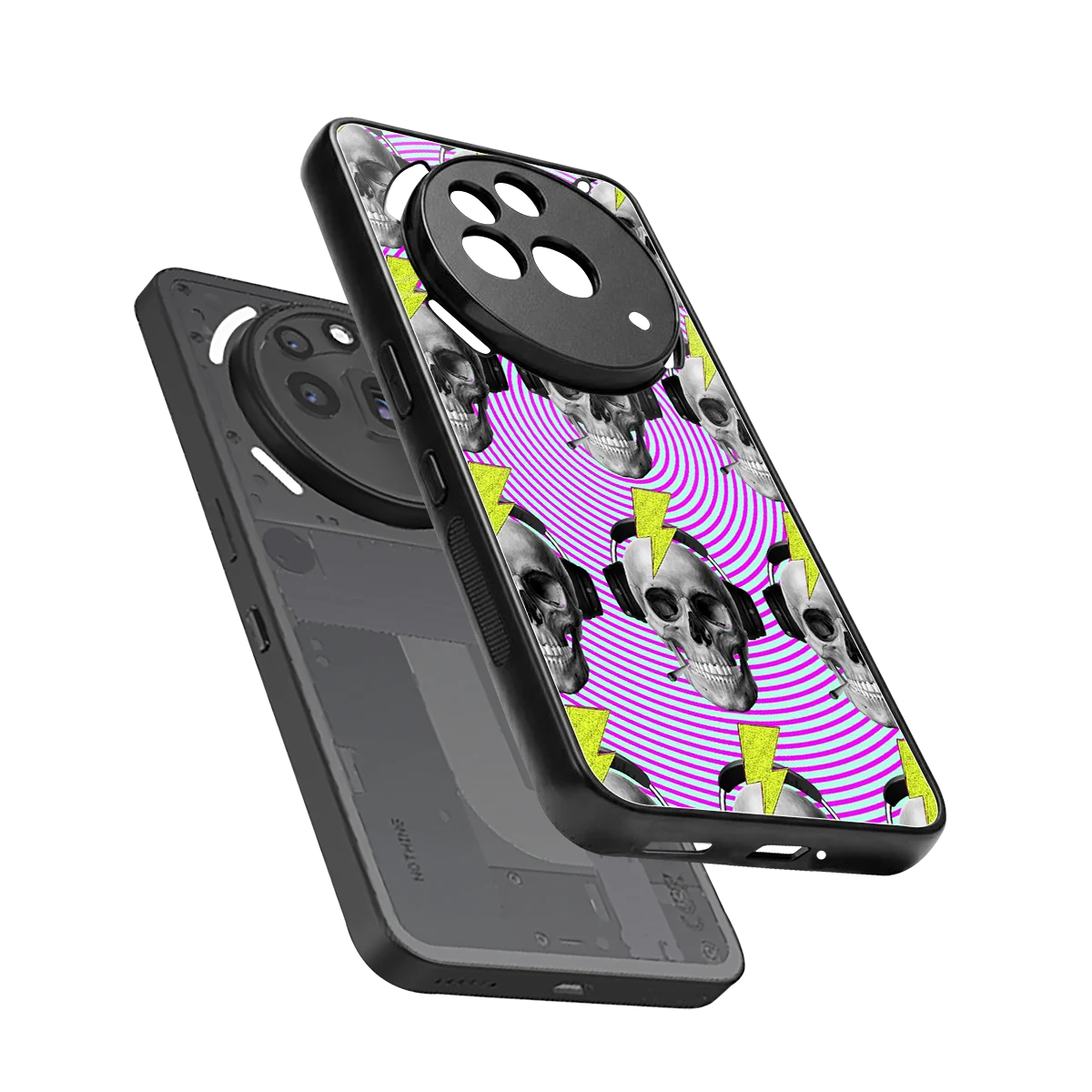 Skull Trip sleek nothing phone 3a pro cover with tempered glass back and TPU edges