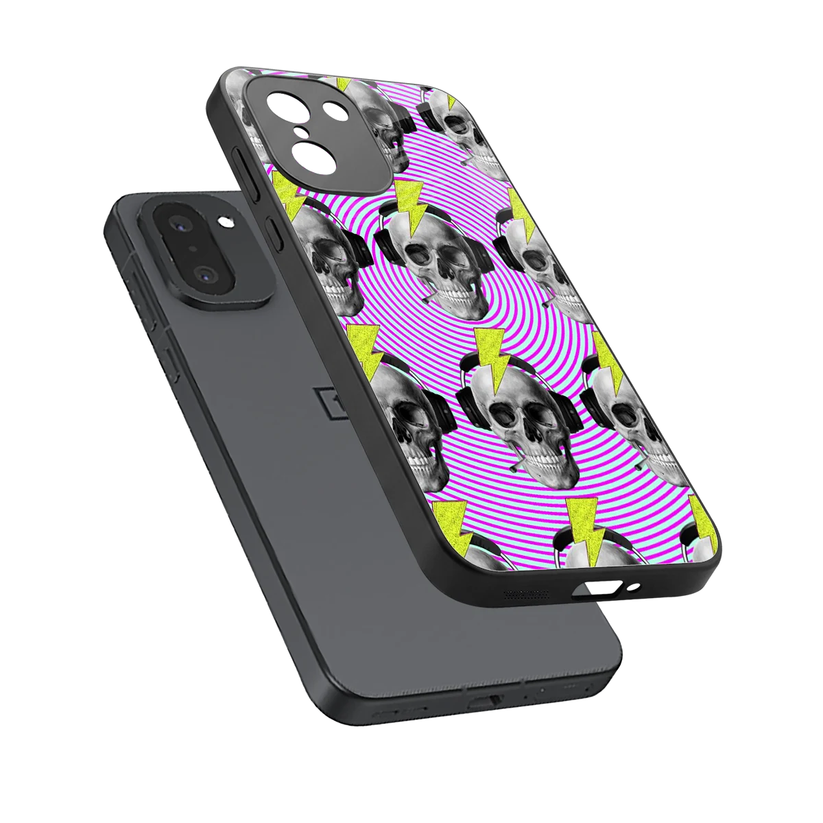 Skull Trip sleek oneplus 15r cover with tempered glass back and TPU edges