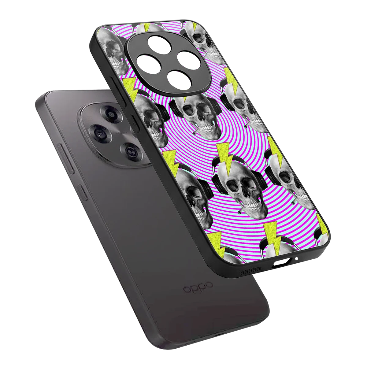 Skull Trip sleek oppo f31 pro 5g cover with tempered glass back and TPU edges