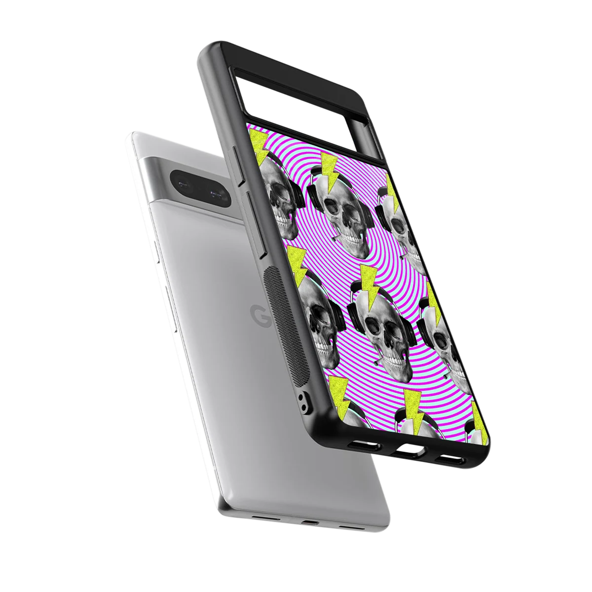 Skull Trip sleek google pixel 7a cover with tempered glass back and TPU edges