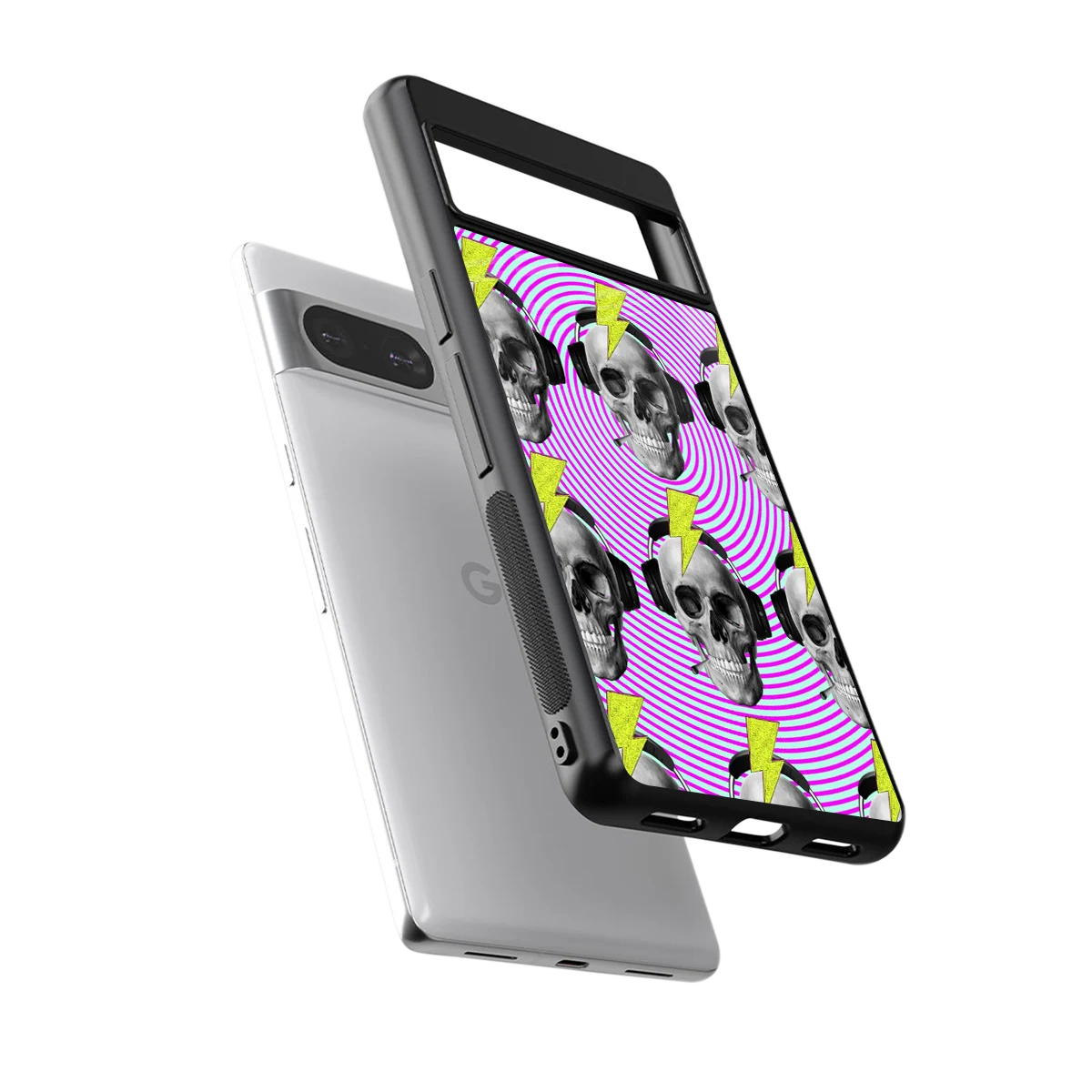 Skull Trip sleek google pixel 8 cover with tempered glass back and TPU edges