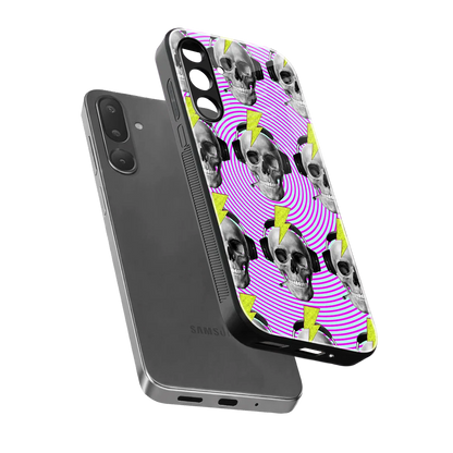 Skull Trip sleek samsung galaxy m56 5g cover with tempered glass back and TPU edges
