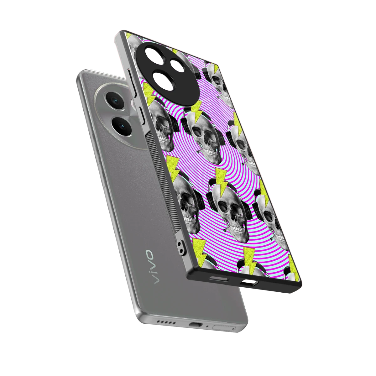 Skull Trip sleek vivo v30e cover with tempered glass back and TPU edges