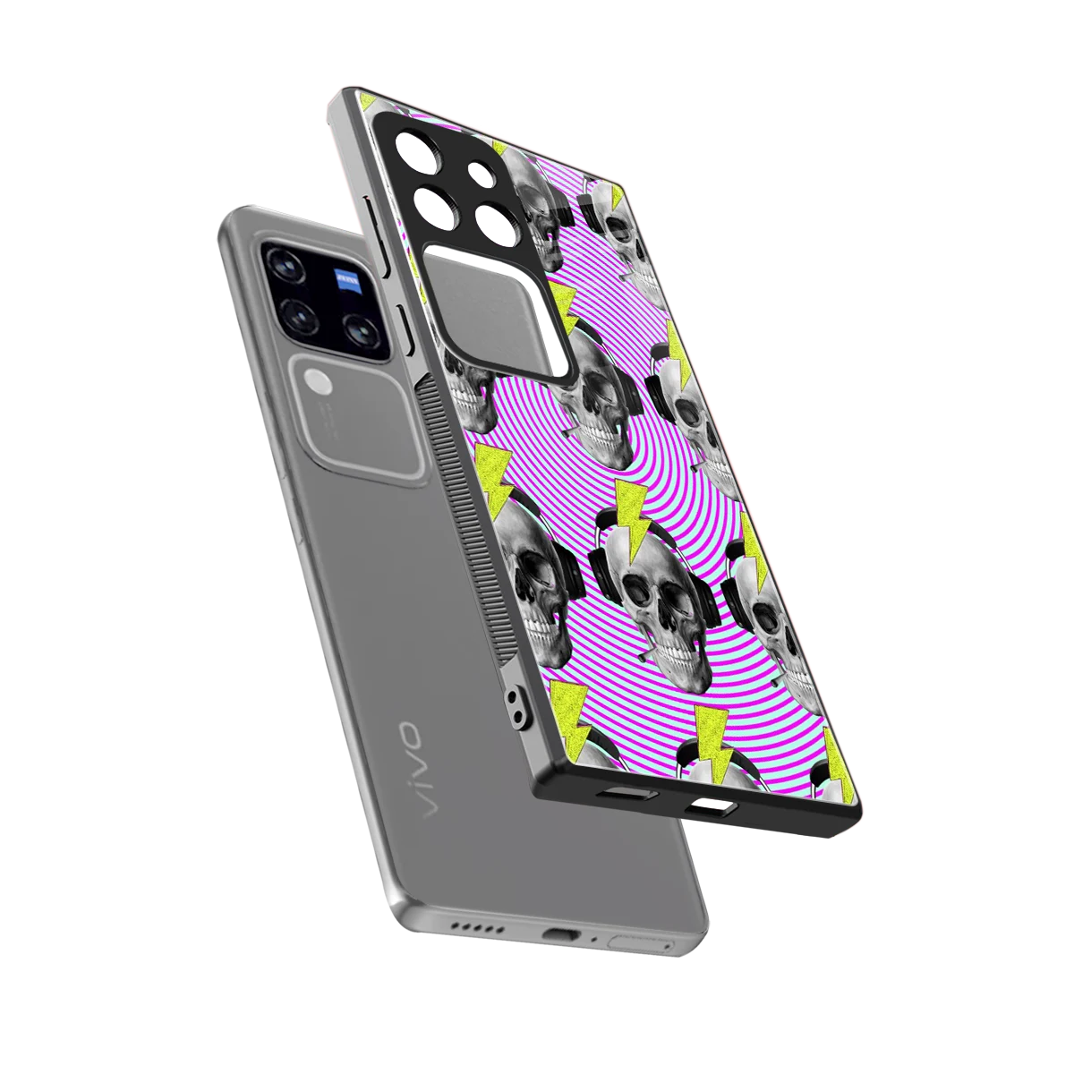 Skull Trip sleekvivo v30 pro cover with tempered glass back and TPU edges