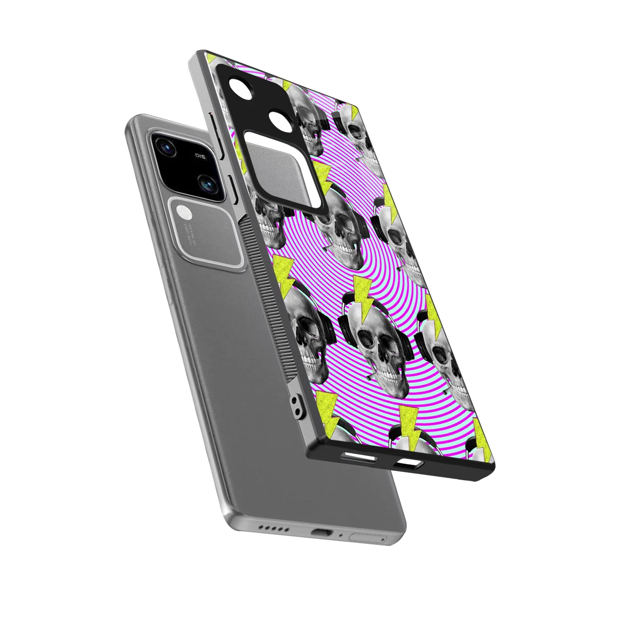 Skull Trip sleek vivo v30 cover with tempered glass back and TPU edges