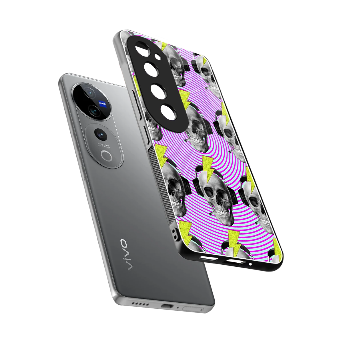 Skull Trip sleek vivo v40 pro cover with tempered glass back and TPU edges