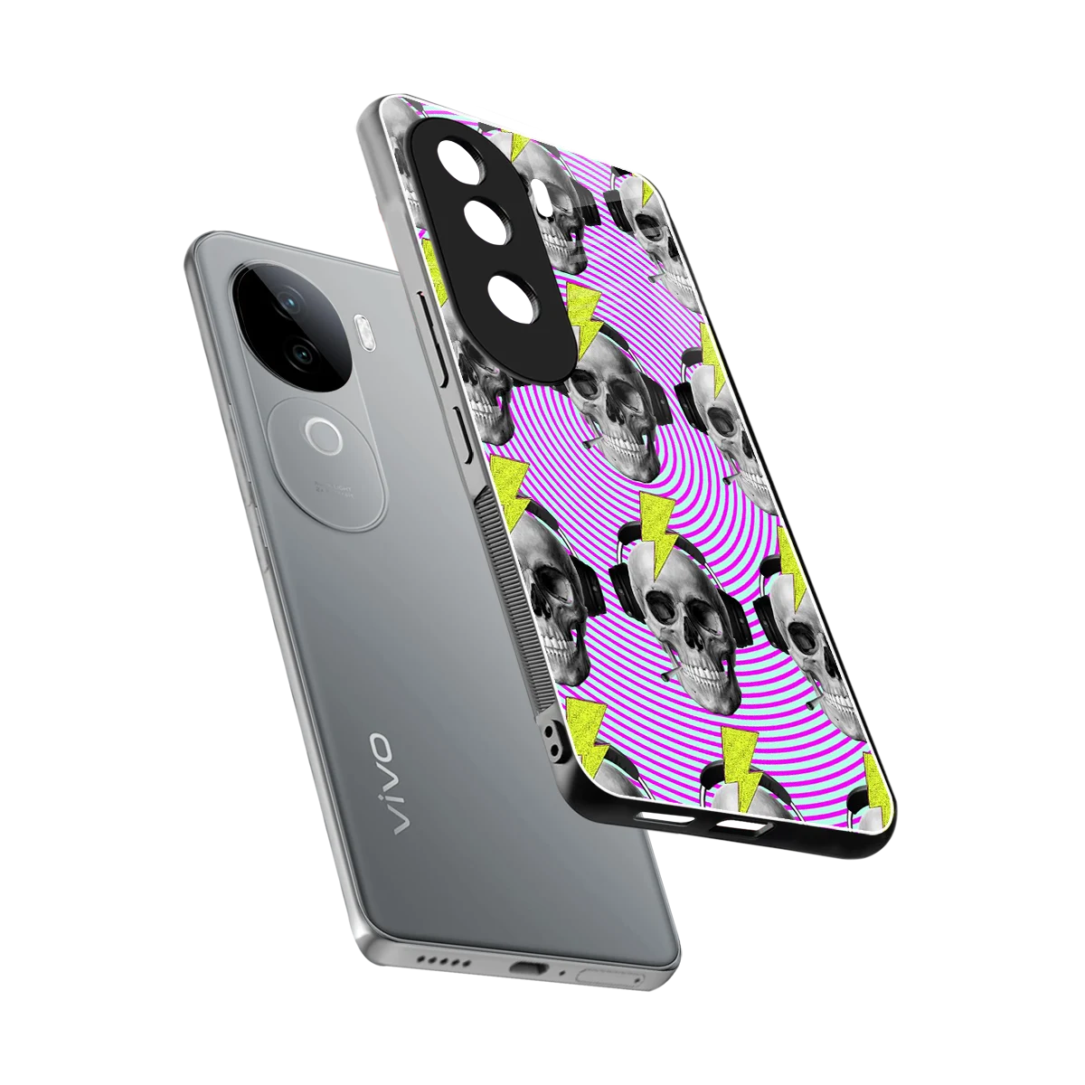 Skull Trip sleek vivo v40e cover with tempered glass back and TPU edges