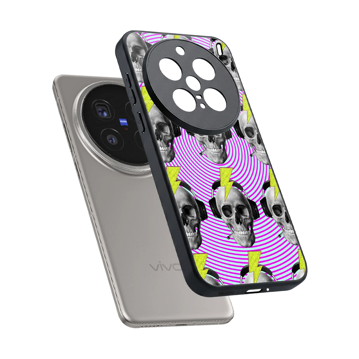 Skull Trip sleek vivo x200 pro cover with tempered glass back and TPU edges