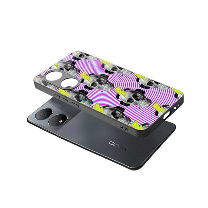 Skull Trip sleek Vivo-y100 cover with tempered glass back and TPU edges