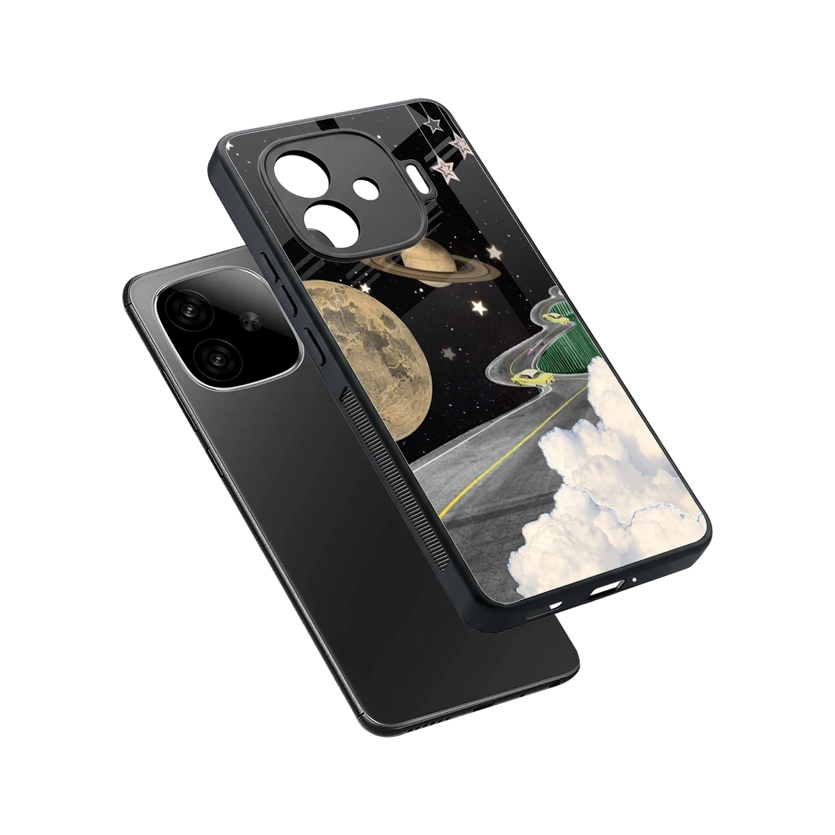Skyline Galaxy sleek iqoo neo 10r 5g cover with tempered glass back and TPU edges