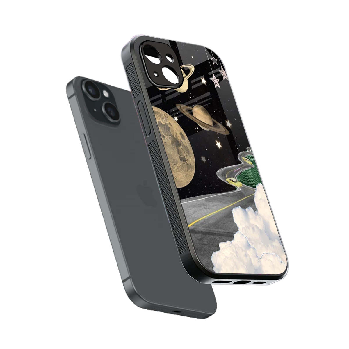 Skyline Galaxy sleek iphone 14 plus cover with tempered glass back and TPU edges