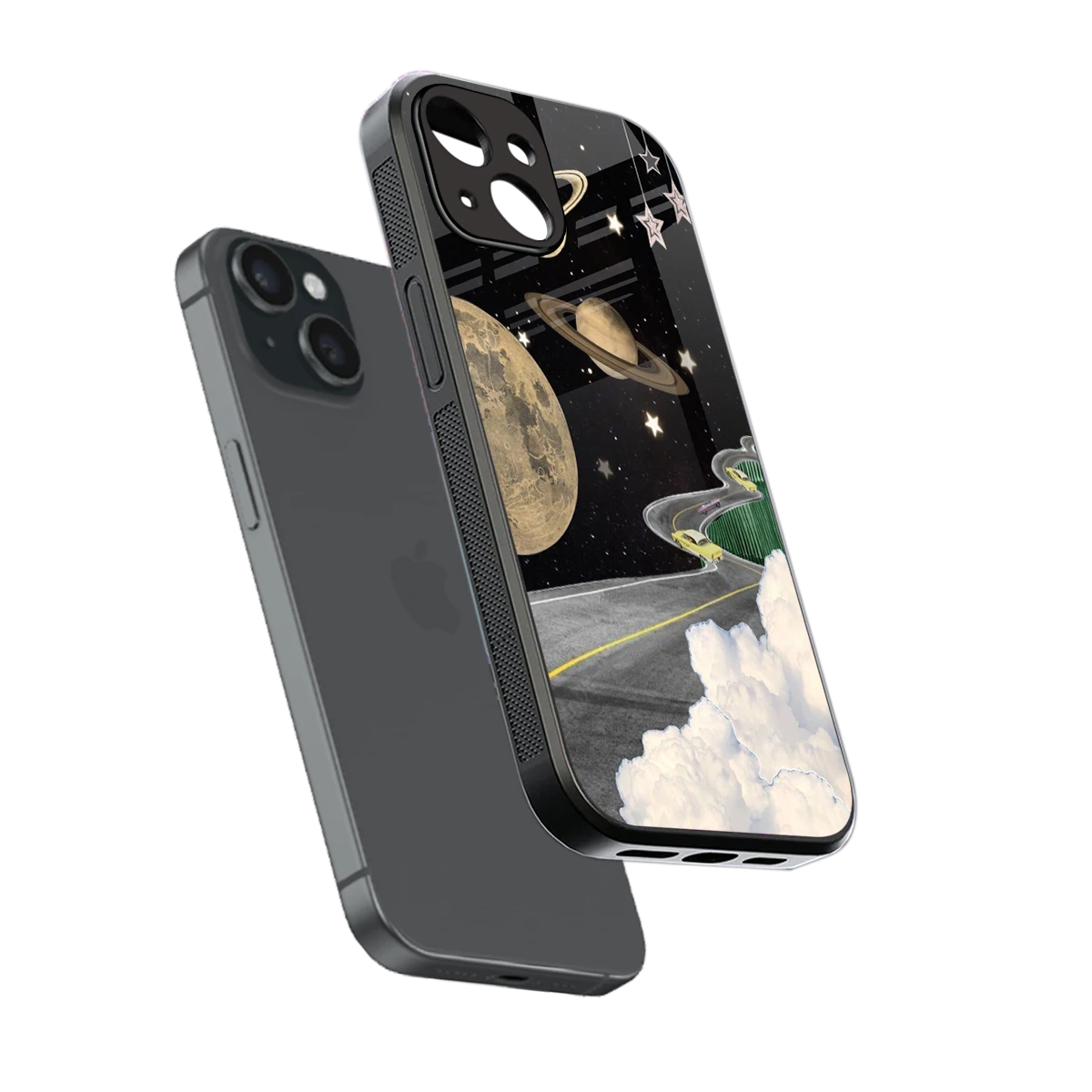 Skyline Galaxy sleek iphone 15 cover with tempered glass back and TPU edges