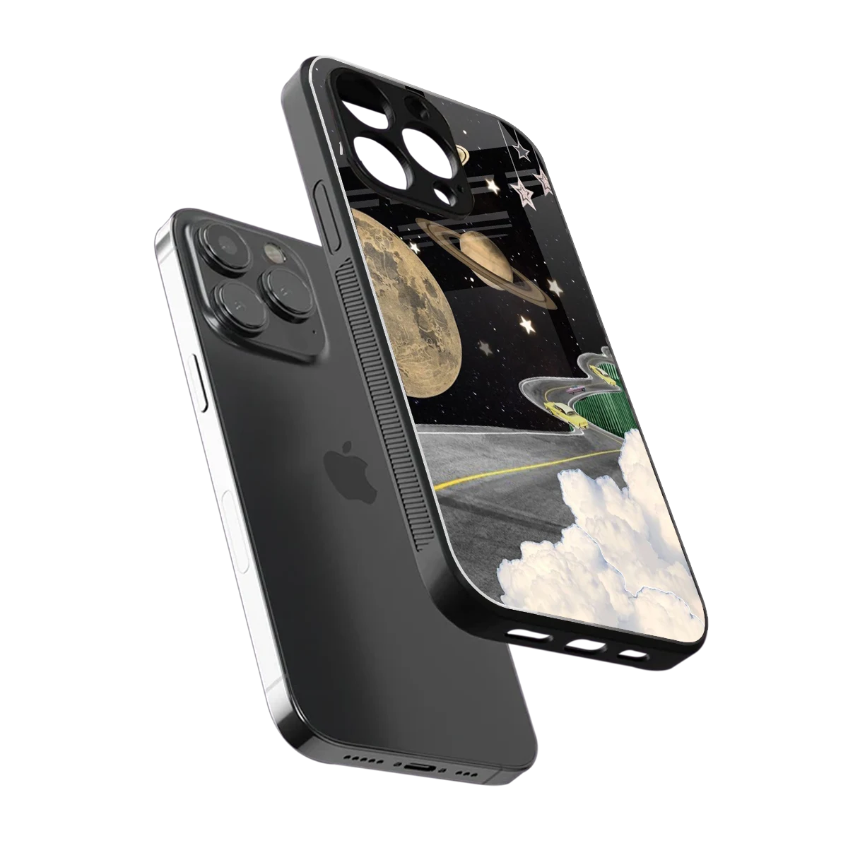 Skyline Galaxy sleek iphone 16 pro max cover with tempered glass back and TPU edges