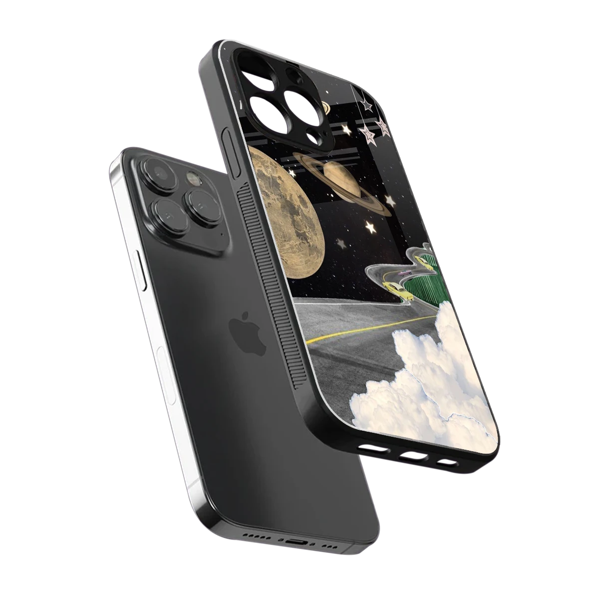 Skyline Galaxy sleek iphone 16 pro cover with tempered glass back and TPU edges