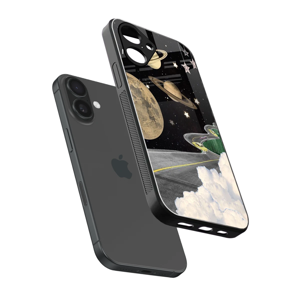 Skyline Galaxy sleek iPhone 16 cover with tempered glass back and TPU edges