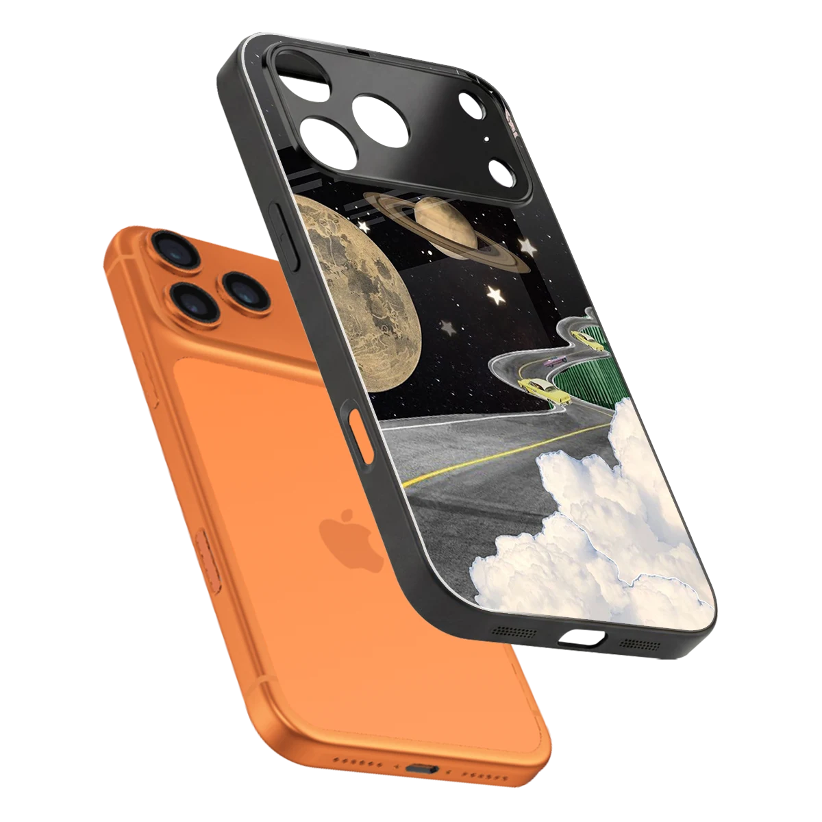 Skyline Galaxy sleek iphone 17 pro cover with tempered glass back and TPU edges