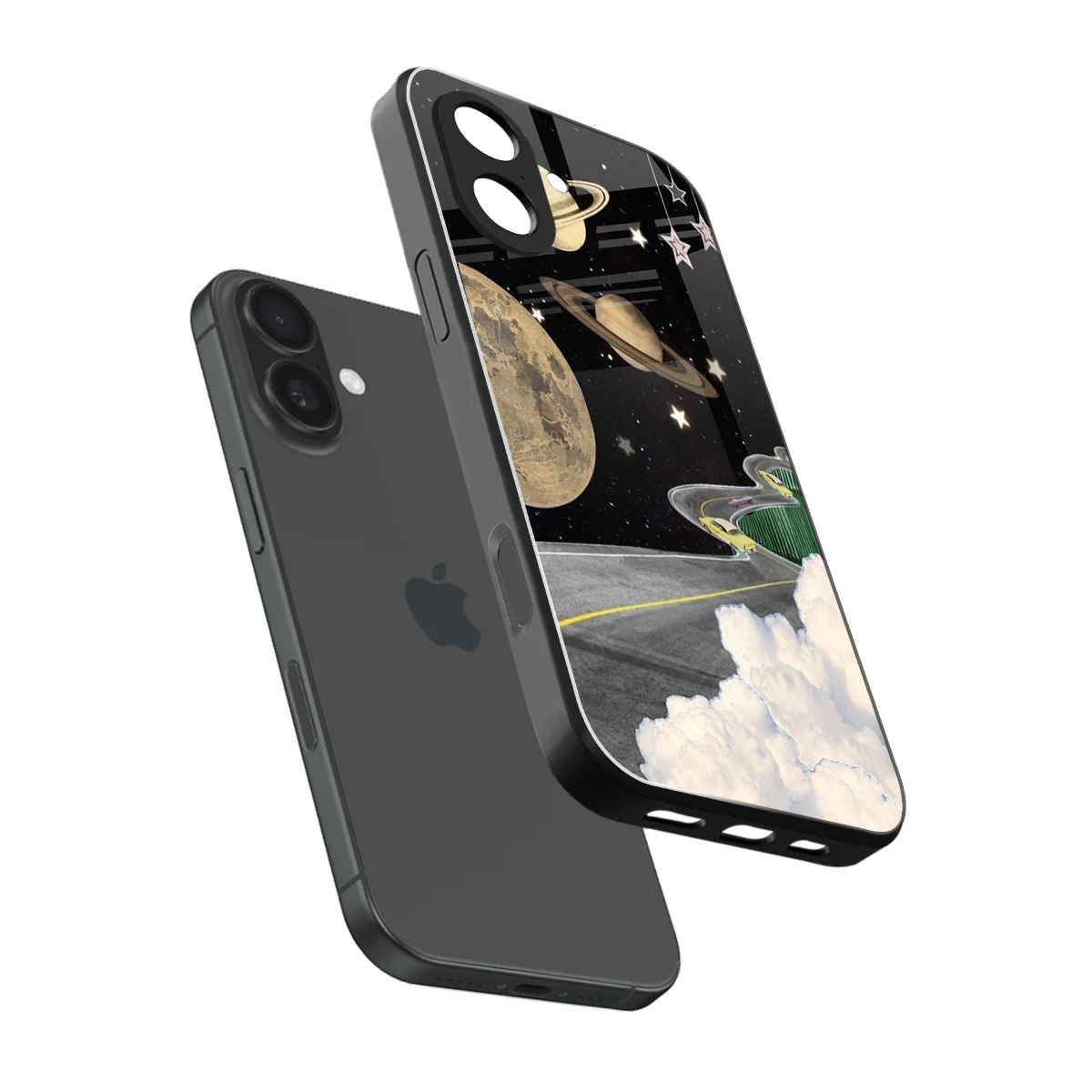 Skyline Galaxy sleek iphone 17 cover with tempered glass back and TPU edges