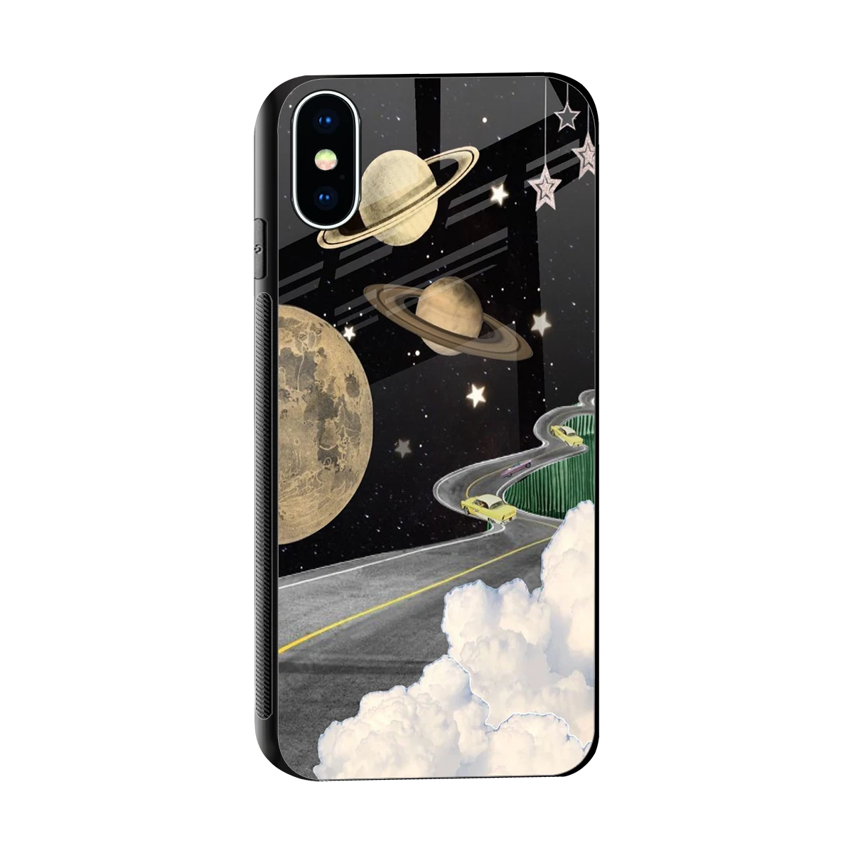 Skyline Galaxy sleek iphone xs cover with tempered glass back and TPU edges