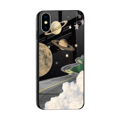 Skyline Galaxy sleek iphone xs cover with tempered glass back and TPU edges