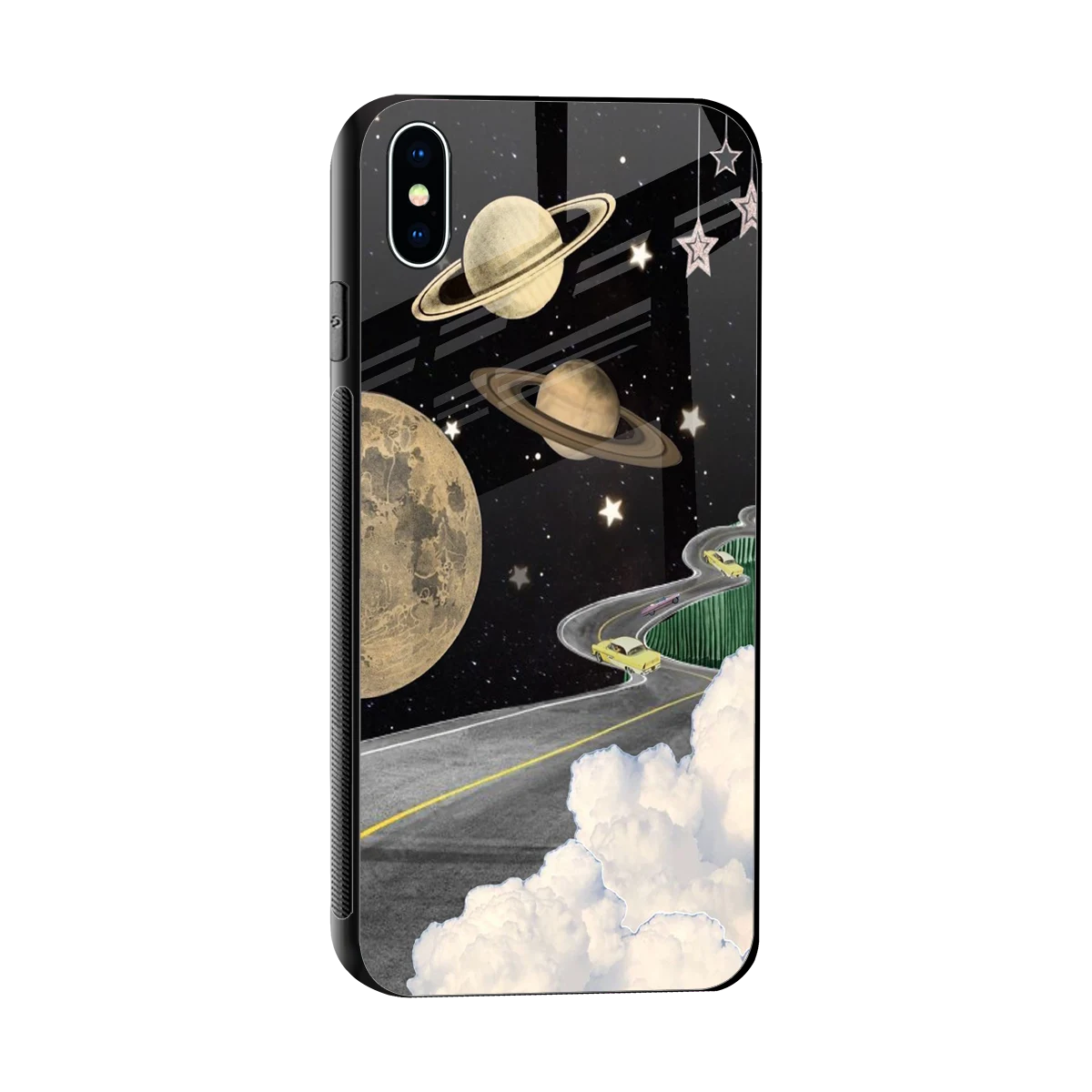 Skyline Galaxy sleek iphone xs max cover with tempered glass back and TPU edges