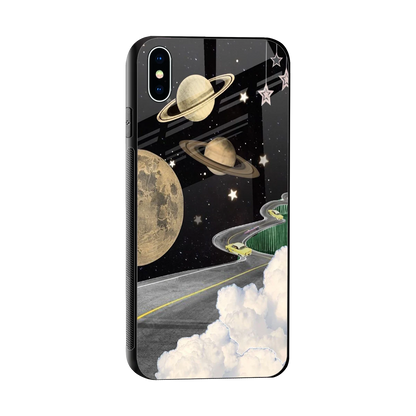 Skyline Galaxy sleek iphone xs max cover with tempered glass back and TPU edges