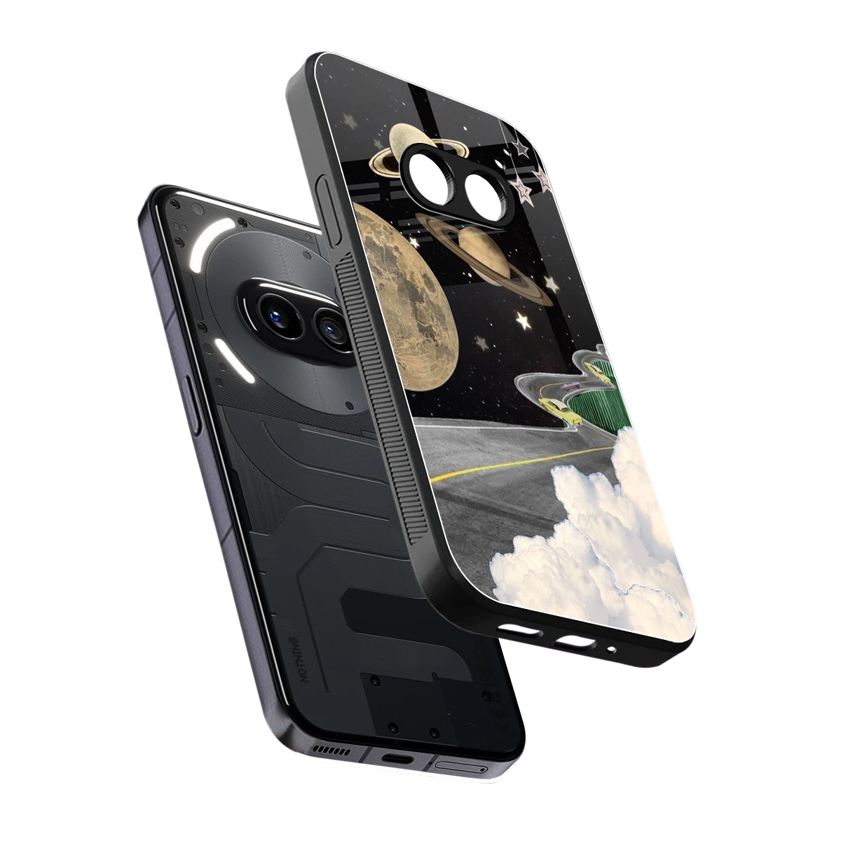 Skyline Galaxy sleek nothing phone 2a plus cover with tempered glass back and TPU edges