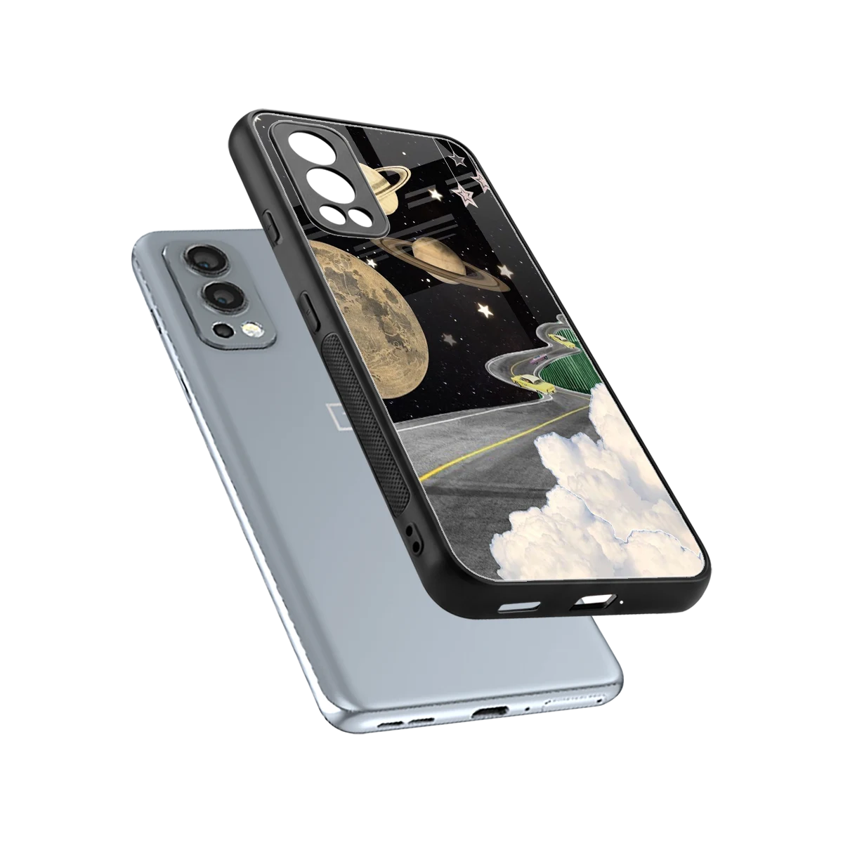 Skyline Galaxy sleek oneplus nord 2 cover with tempered glass back and TPU edges