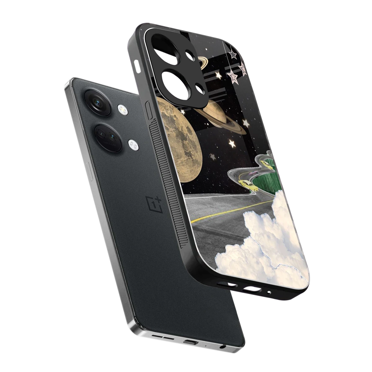 Skyline Galaxy sleek oneplus nord 3 cover with tempered glass back and TPU edges